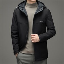 男士休闲宽松中长款冬季连帽厚款男士时尚羽绒服SNNYR86066-P280，男装羽绒服，电商B212（原钱塘6029）
