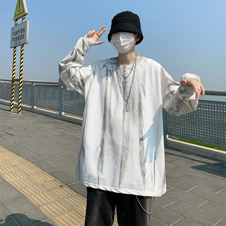 扎染港风hiphop炸街上衣ins潮长袖t恤百搭高街chic卫衣W1540-P27,男装卫衣,星座512-2