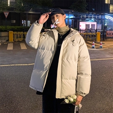 情侣连帽棉衣男宽松男士棉袄字母印花棉服冬季潮A266-WT09-P65，男装棉衣，电商A266