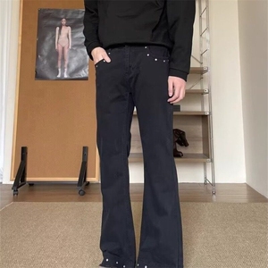 美式高街vibe铆钉微喇工装裤男cleanfit破坏休闲显瘦直筒长裤图片