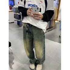 春季美式高街牛仔裤男女水洗休闲宽松直筒复古百搭阔腿裤N610，男装牛仔裤，星座1116A（原606A-3）