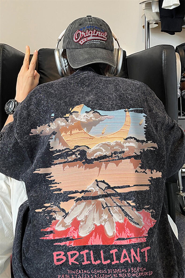 xz605-dsx117-特批30控492026春季新款涂鸦印花水洗短袖T恤,男装T恤,星座605(原A050)