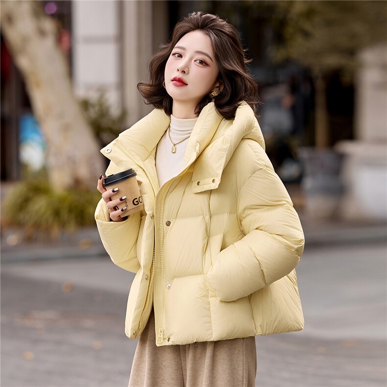 短款连帽立领羽绒服女冬2025新款韩版休闲小个子90白鸭绒加厚保暖,女装羽绒服,辉之琳