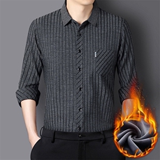 时尚男士长袖衬衫休闲条纹痞帅衬衣秋冬加绒加厚外套DS2602-P63，男装衬衫，星座1105-3