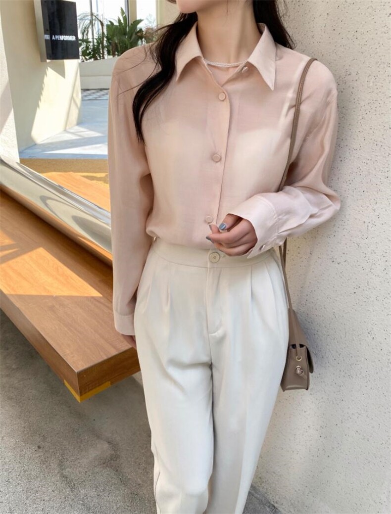 简单百搭款衬衫，温柔韩系，女装衬衫，奢纹