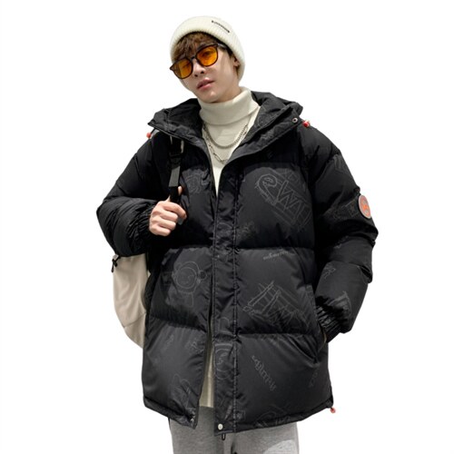 港风2026冬季新款90%白鸭绒中长款连帽羽绒服男XZ109-Y1266-P218，男装羽绒服，星座109