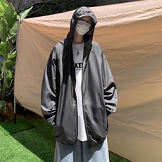 防晒衣男韩版潮流连帽小细格连帽帅2026夏季新款ins外套W4795-P35，男装防晒衣，星座412