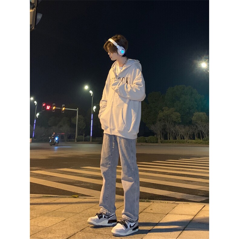 美式hiphop纯色修身直筒牛仔裤 控价68图片