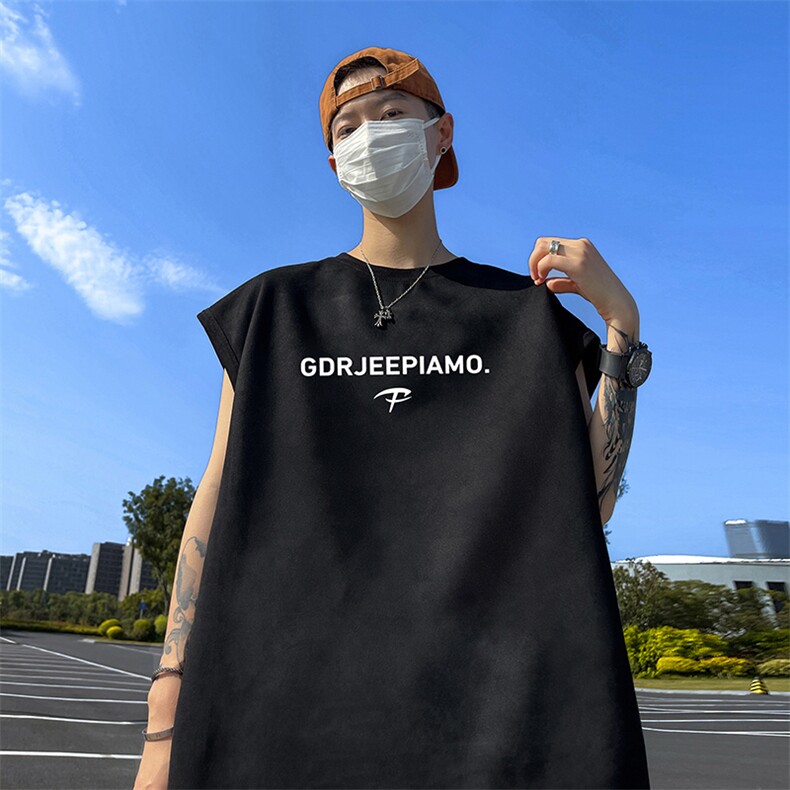 量大优供视频得物直播品230克夏季麂皮绒背心无袖T恤BJ337，男装背心/马甲，电商A486