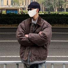 美式复古底特律工装夹克男春秋季潮牌水洗做旧翻领宽松棒球服外套，男装夹克，星座1210-1