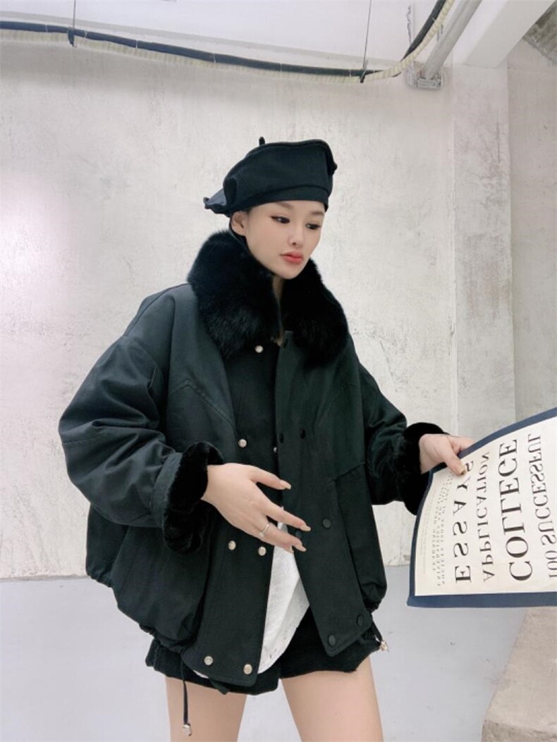 2022大毛领派克短款小个子穿搭加厚毛绒内胆，其它，泰靡(1F)