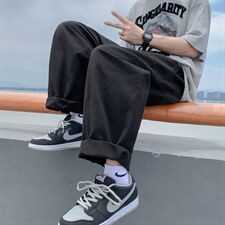 直筒工装裤男夏季日系休闲潮牌长裤chic宽松阔腿裤K3731-P36，男装休闲裤，星座512-2