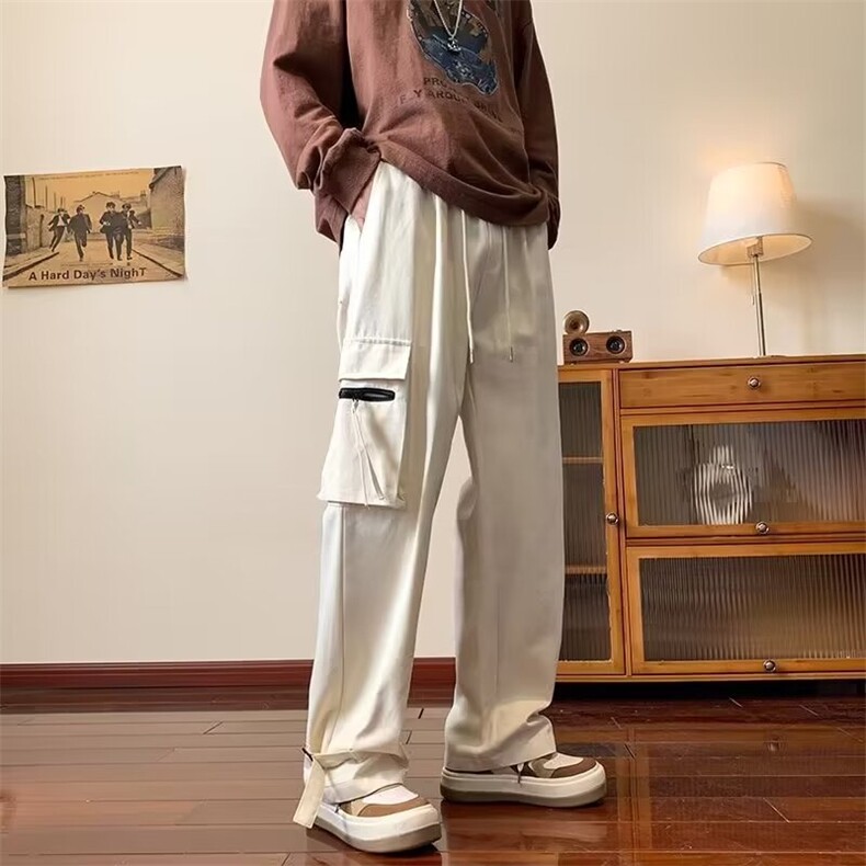 工装裤男春秋嘻哈美式潮牌休闲裤潮流宽松直筒阔腿裤子7600P40,男装休闲裤,星座410-2