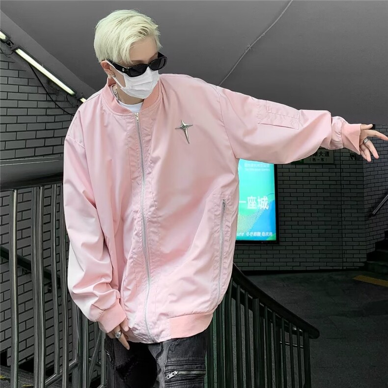 牧野森美式夹克男春季防风工装春秋外套棒球服刺绣薄外衣JK7003,男装夹克,星座1116A-1（原606A）