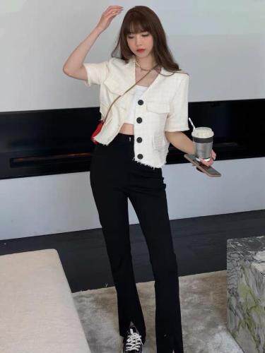 【现货】夏季新品小香不规则短袖，女装，F/TU