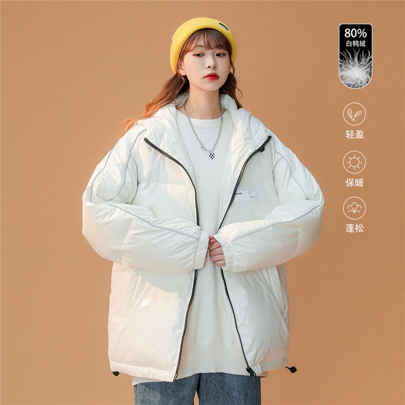 80白鸭绒中性冬季反光设计感炸街保暖连帽羽绒服YR101P255控299,男装羽绒服,A247A
