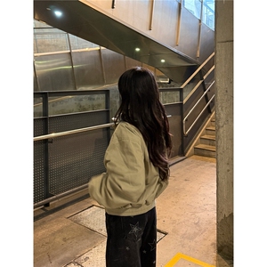 复古辑明线仿兔毛立领夹克男女冬季保暖情侣短款厚外套图片