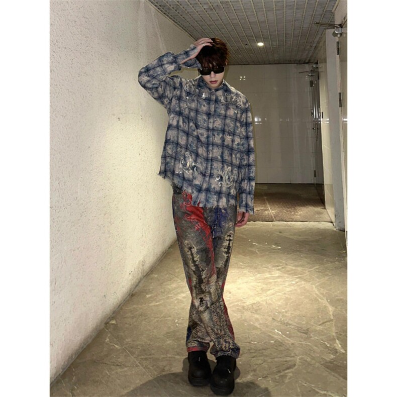 【有货】数码印花牛仔裤男款美式高街直筒裤子N0097CC-特P72,男装牛仔裤,星座1007（原301D）
