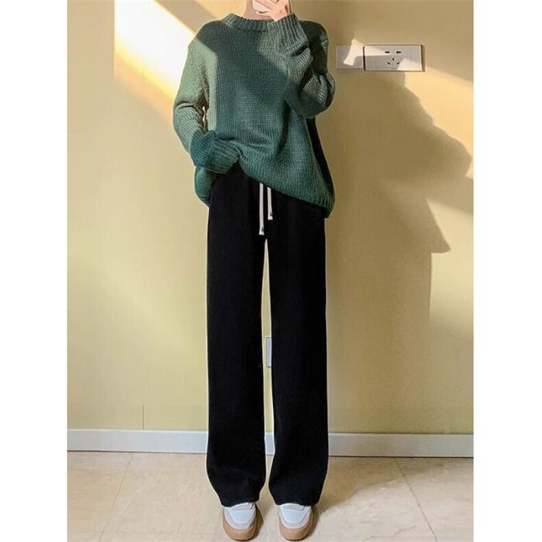 AK2444-P40贝贝绒针织阔腿裤女秋冬加绒休闲裤ins潮裤,女装休闲裤,星座617A-2