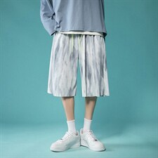中性风扎染冰丝短裤休闲五分裤夏季运动裤大码男8009-P40，男装休闲裤，电商A059