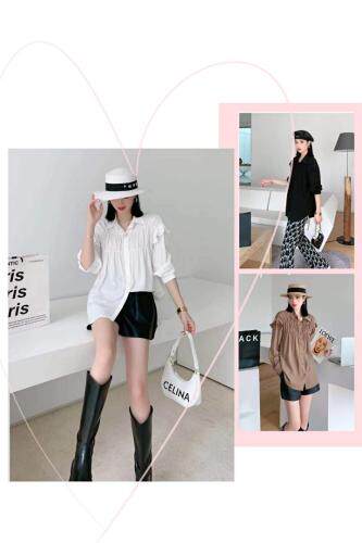 现货，木耳边衬衫，两个尺码，女装衬衫，依柏璐