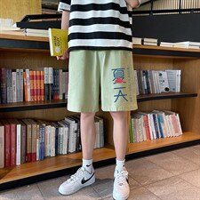 YD33192-P25 港风潮牌亚麻短裤男大码棉麻五分裤男中裤沙滩裤图片