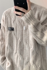 8XL-M圆领毛衣男秋冬慵懒风宽松情侣装麻花针织羊毛衫MY19004P68，男装针织衫/毛衣，电商B312