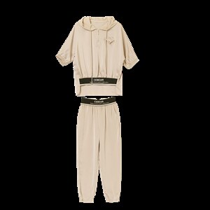 雪纺醋酸透气休闲女洋气短袖时尚气质夏束脚宽松裤运动潮，女装运动套装，一安秀