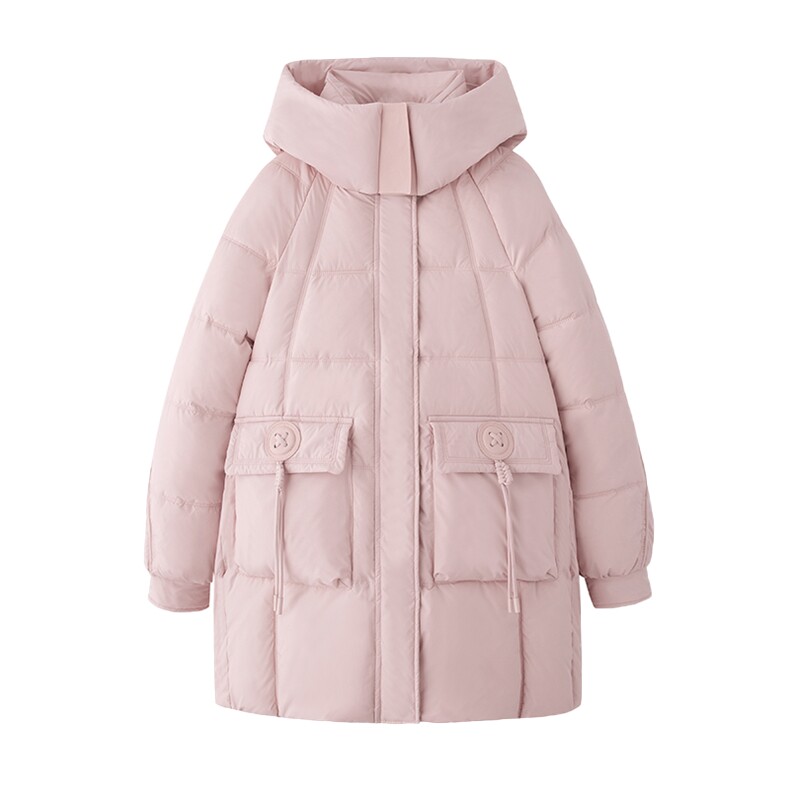【冬季新品】马卡龙色系中长款连帽羽绒服女-洋气减龄温暖羽绒服,女装羽绒服,慕依路
