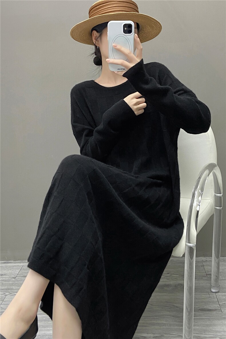 2025年秋季方块裙时尚百搭通勤，女装连衣裙，织绒羊