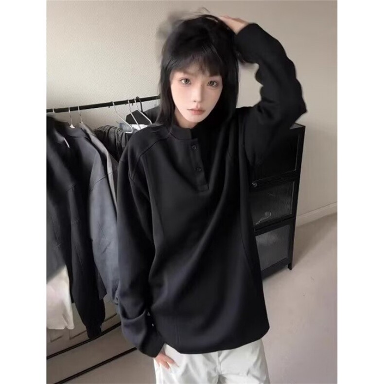 肌理感秋季男女华夫格透气亨利领户外运动休闲纯色长袖T恤WT02,男装T恤,星座1116A（原606A-3）