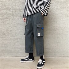 港风九分裤子男潮流宽松运动休闲裤直筒工装裤5106-特批30图片