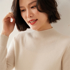 半高领秋冬季修身显瘦长袖套头打底，女装羊毛衫，七柒羊绒