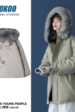 MM48131-P130冬季大毛领棉衣女港风加厚保暖棉袄女派克服，男装棉衣，电商A040