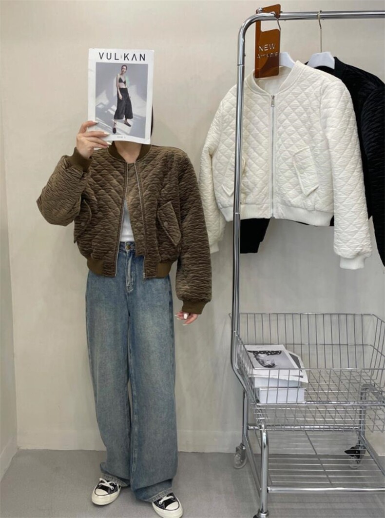 金丽绒压格衣，女装棉衣/棉服，卡薇尔