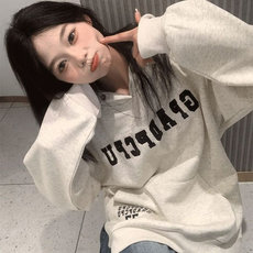 5236-P58原版贴皮刺绣秋冬休闲宽松连帽卫衣加绒，女装卫衣/绒衫，星座617A-2