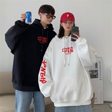 情侣装秋装China印花宽松大码情侣卫衣女外套G955P48男类，女装短外套，电商A339