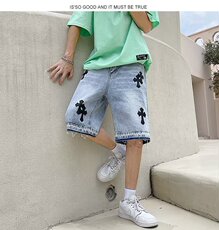2023夏季新款韩版宽松直筒牛仔裤百搭休闲十字架裤子K3702-P38，男装牛仔裤，星座512-3