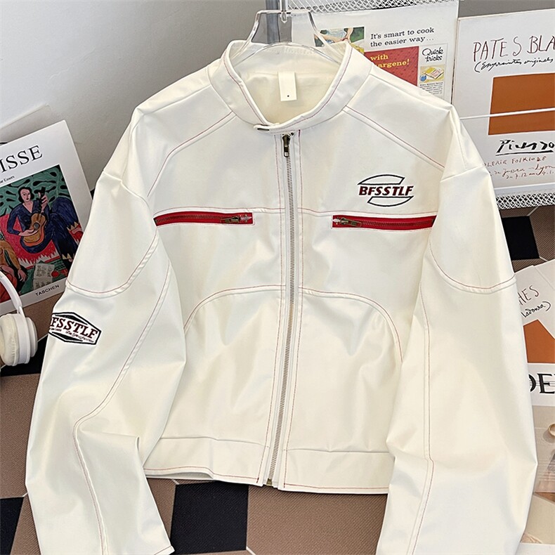 中性秋装潮机车服pu皮衣情侣短款夹克秋季男女装外套JK0671-P65图片