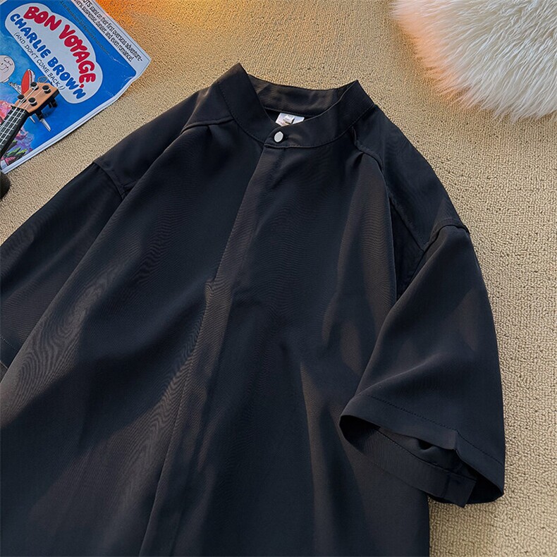 8XL-M中山领新中式短袖衬衫大码痞帅休闲半袖垂感衬衣DC5002/P50图片