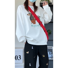 腊肠狗印花卫衣美式圆领套头高级感休闲百搭上衣W4700-特价28，男装卫衣，电商A007
