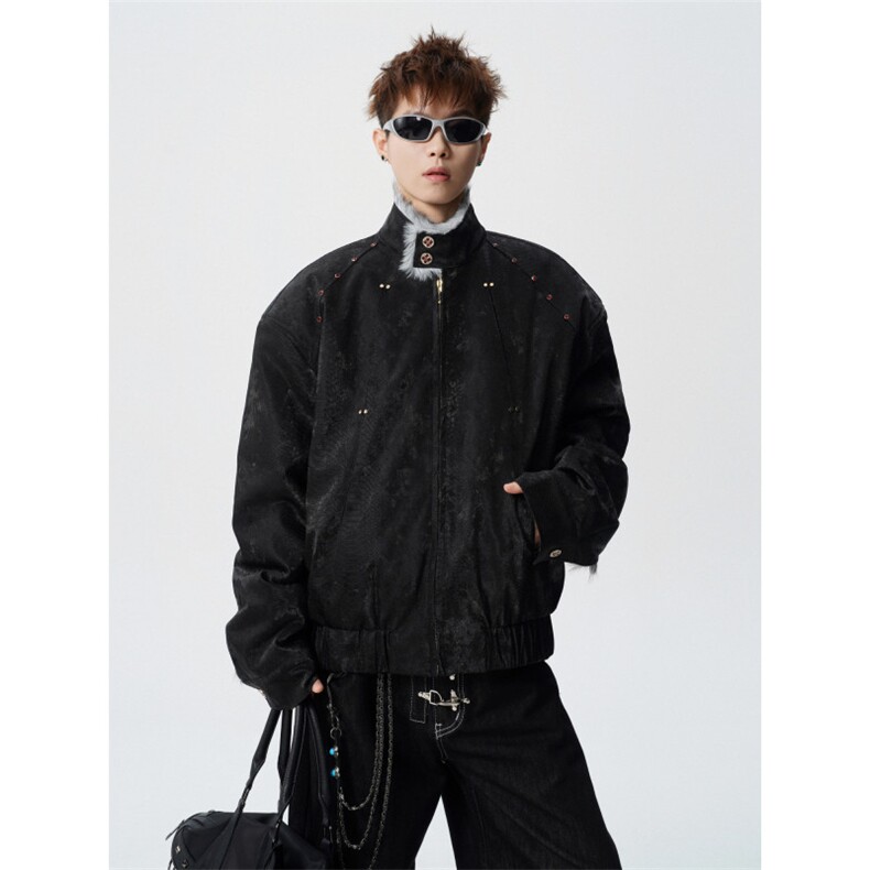706-LK5046-P148特P现货冬季男立领座山雕毛加厚领棉服外套,男装棉衣,星座706