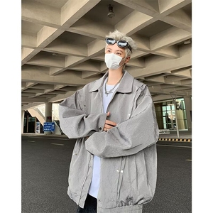 1506/QW1860/P70美式复古金属感褶皱设计感小众个性上衣外套图片