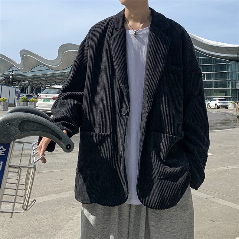 现货港风宽松休闲灯芯绒男装四季款西装外套上衣小西服DM168-P70,男装西服套装,电商D321-1