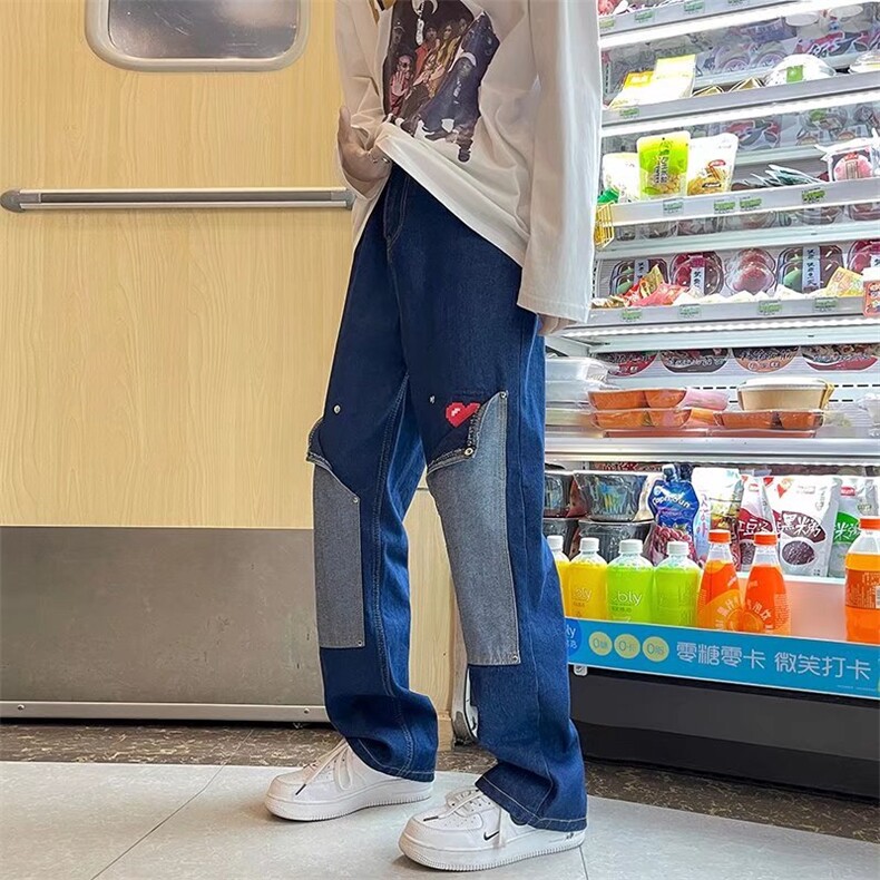新款水洗牛仔裤直筒拖地阔腿裤C852P40,男装牛仔裤,星座1116-2