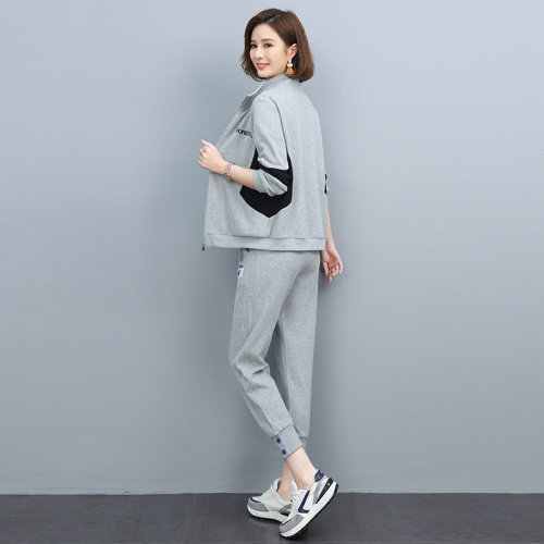 时尚休闲运动套装女2021秋季新款宽松显瘦两件套长袖外套裤子,女装套装/套裙,依恋蒂丝