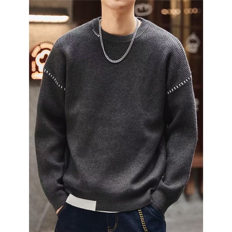 秋冬毛衣男潮牌宽松圆领慵懒简约加厚保暖针织衫M5018-P55,男装针织衫/毛衣,星座1001-1