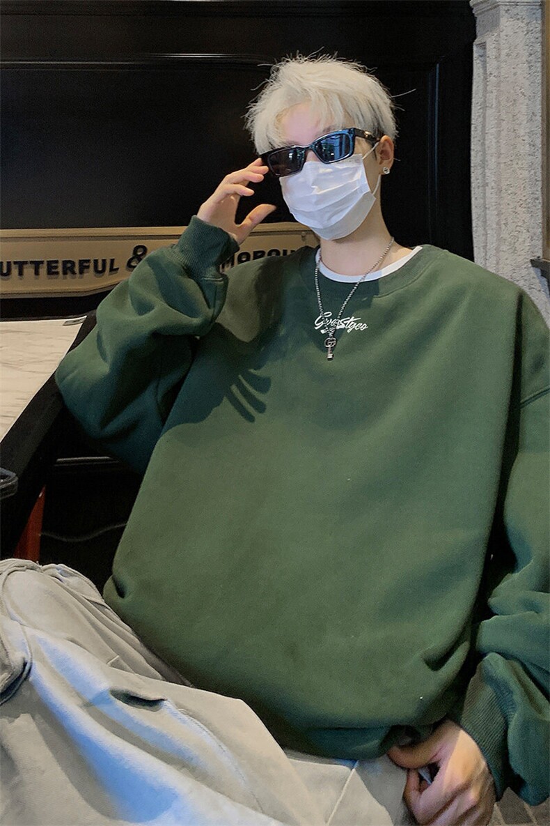 ！圆领卫衣男装港风长袖T恤男外套男WY255-特P23,男装T恤,电商B367
