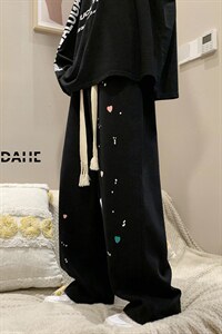 港风 春夏宽松百搭墨点印花休闲牛仔裤直筒裤男女NZ601 P65控88图片
