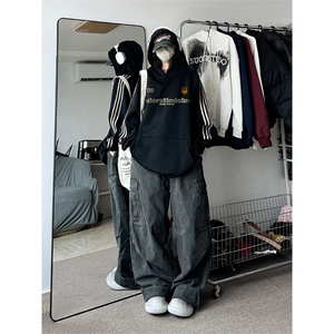 抖音得物供货 提供视频 秋冬重磅美式宽松织带连帽卫衣0602图片